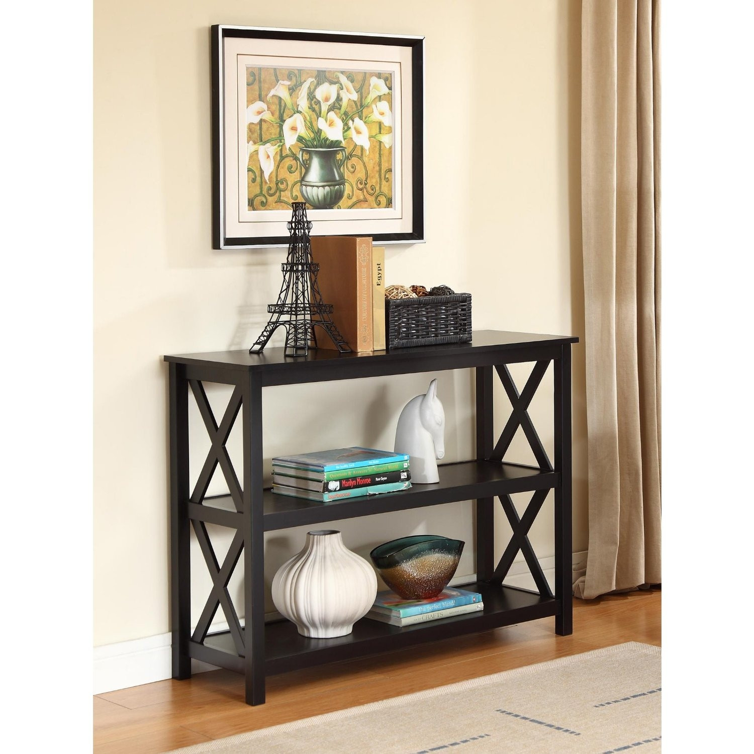 Living Room Console Tables
 3 Tier Black Sofa Table Bookcase Living Room Shelves