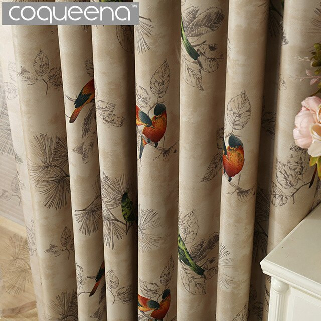 Living Room Country Curtains
 Vintage Birds Print Country Curtains for Living Room
