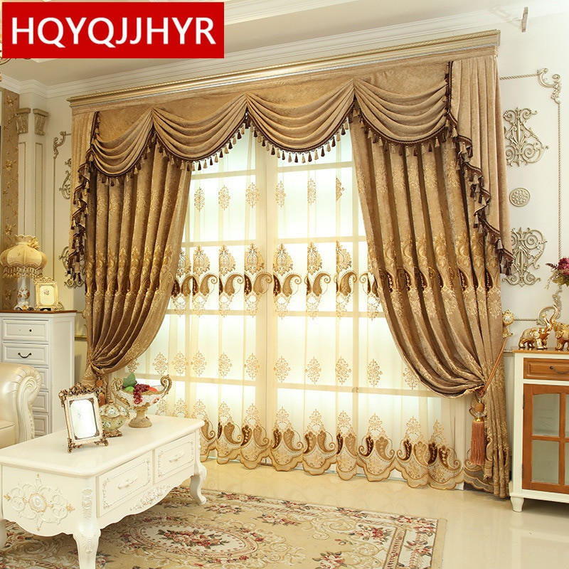 Living Room Curtains With Valances
 Aliexpress Buy European luxury custom embroidery