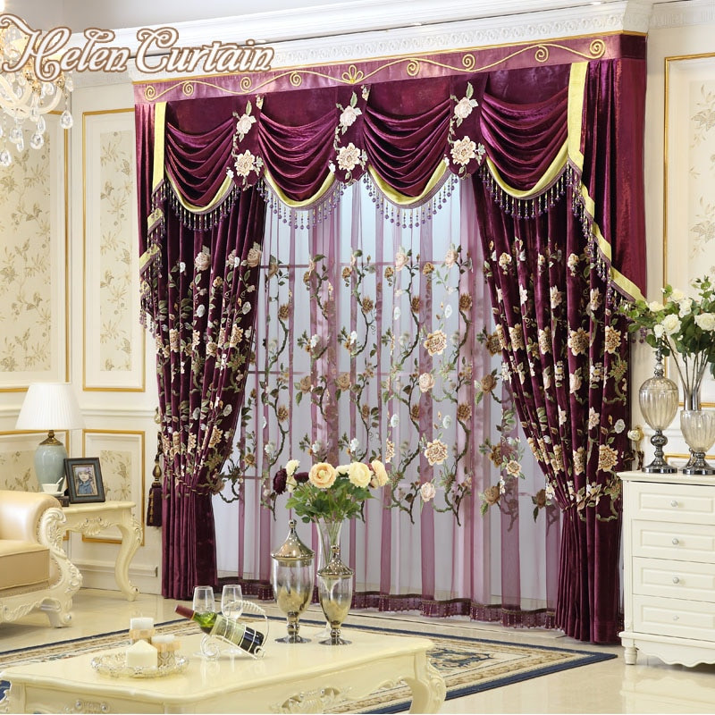 Living Room Curtains With Valances
 Aliexpress Buy Helen Curtain New Luxury Curtains for