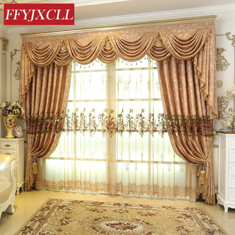 Living Room Curtains With Valances
 Fine Embroidered Luxury Europe Floral Valance Curtains For