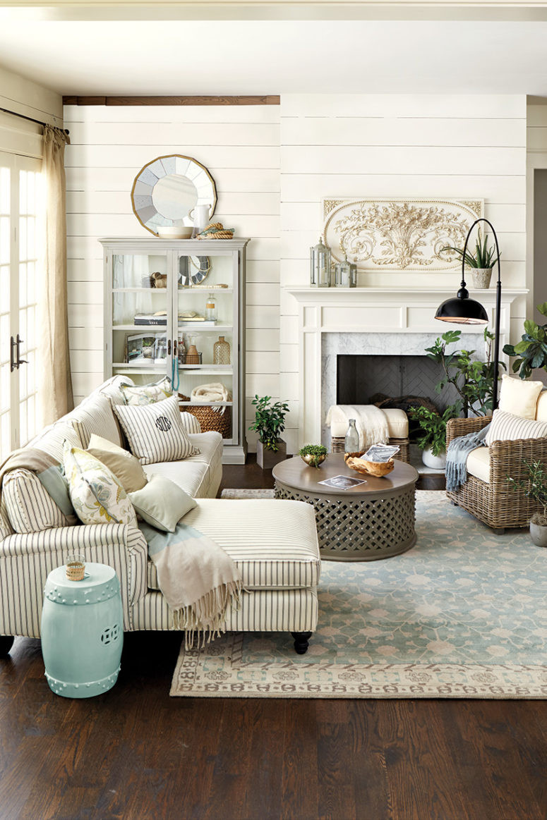 Living Room Farmhouse Decor
 45 fy Farmhouse Living Room Designs To Steal DigsDigs