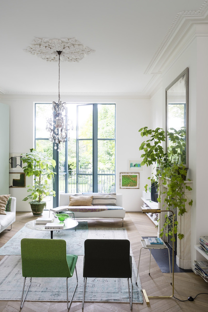 Living Room Plants Decor
 Mix of White & Green Victorian Style House in London