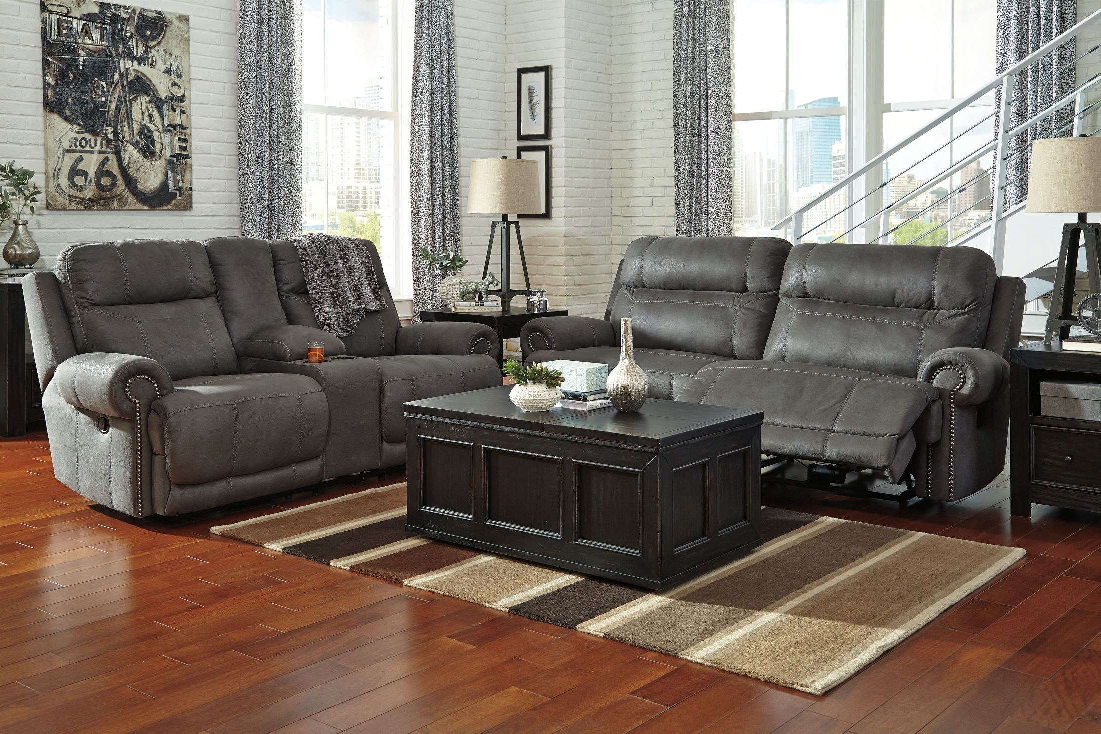 Living Room Recliner Chair
 Austere Gray Power Reclining Living Room Set from Ashley