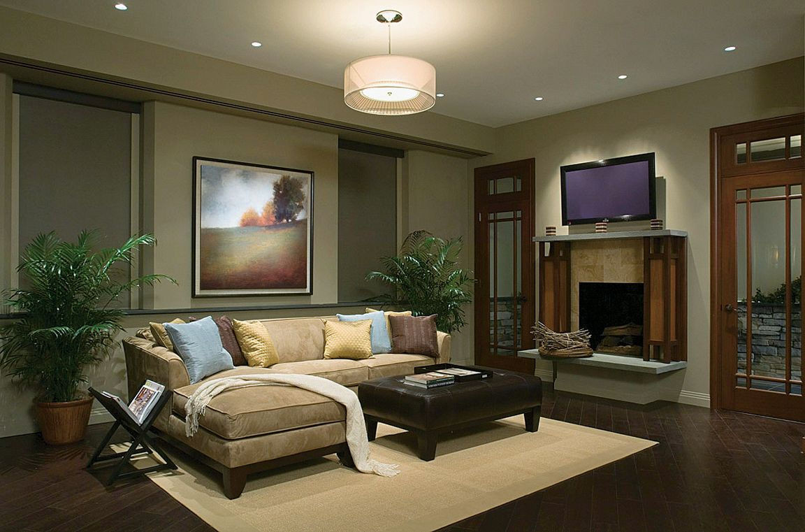 living room with spotlights