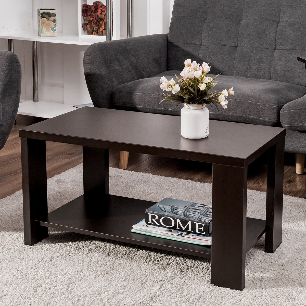 Living Room Table
 Giantex Coffee Table Rectangular Cocktail Table Wood