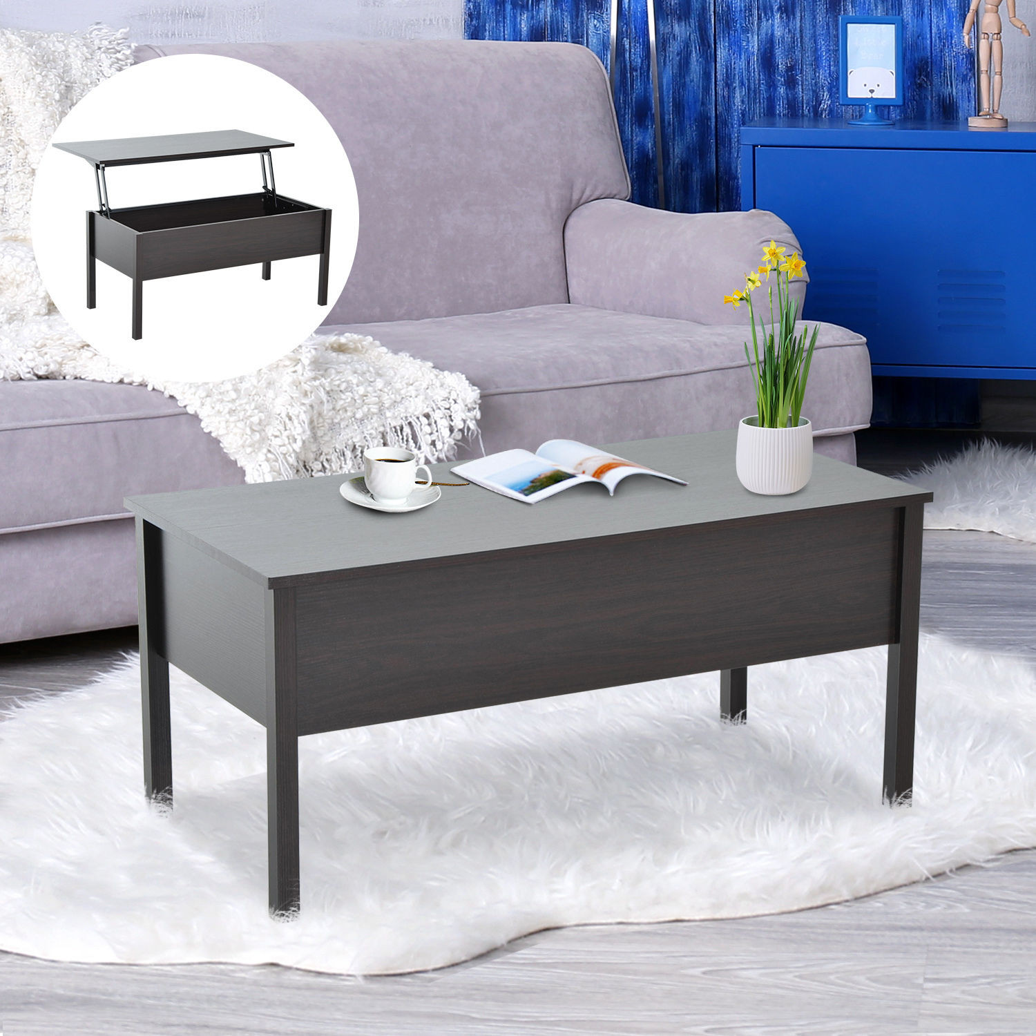Living Room Table With Storage
 Modern Coffee End Table Lift Top with Storage Space Living