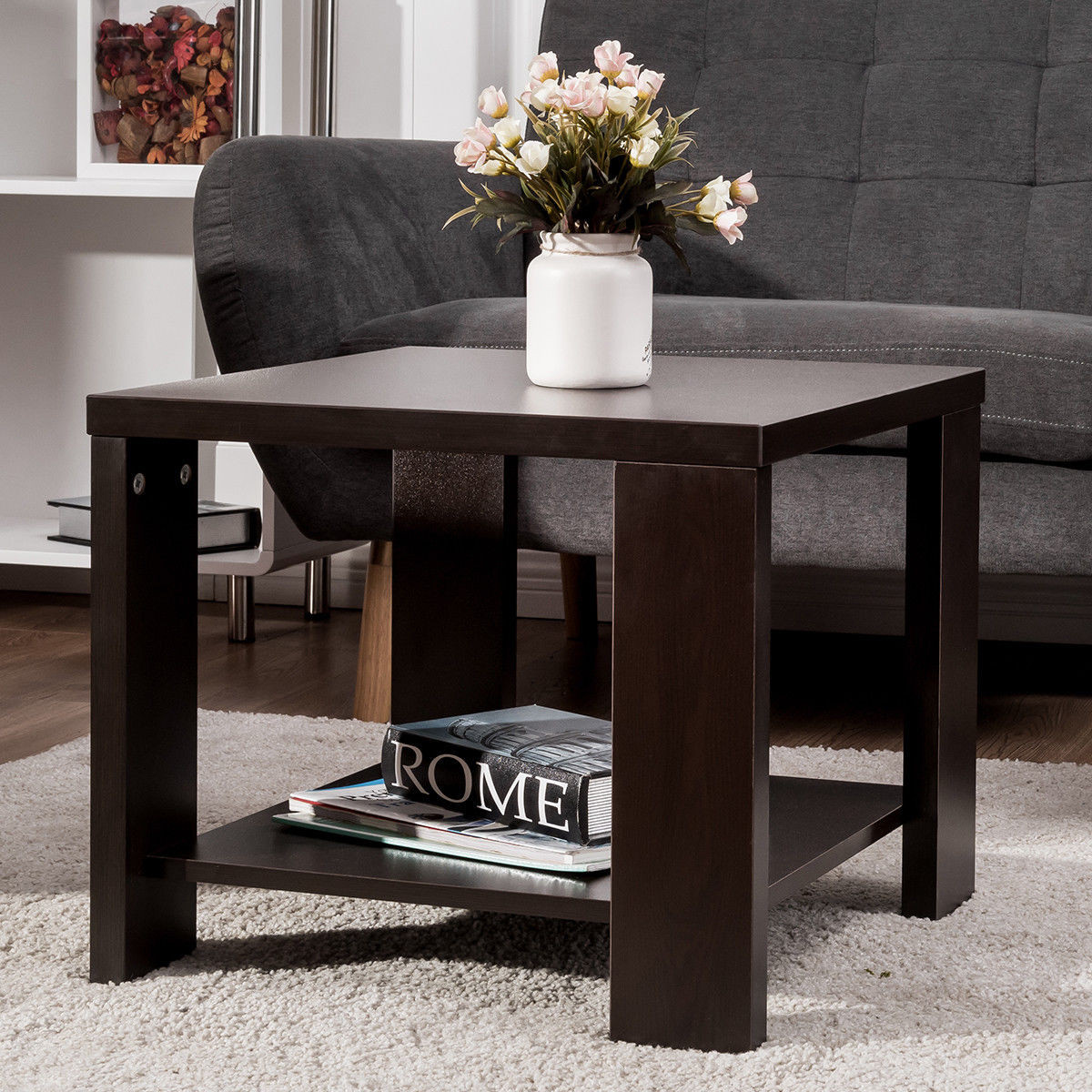 Living Room Table With Storage
 Giantex Living Room End Coffee Table Square Sofa Side