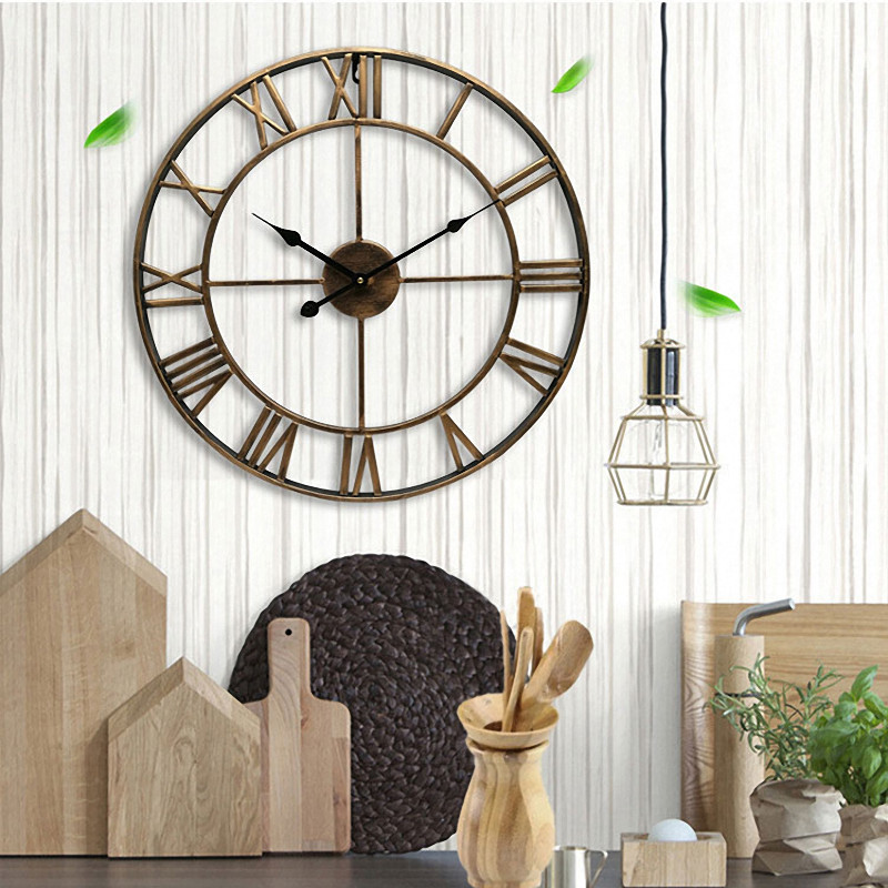 Living Room Wall Clock
 Loskii Creative Wall Clock Living Room Round Hollow Out