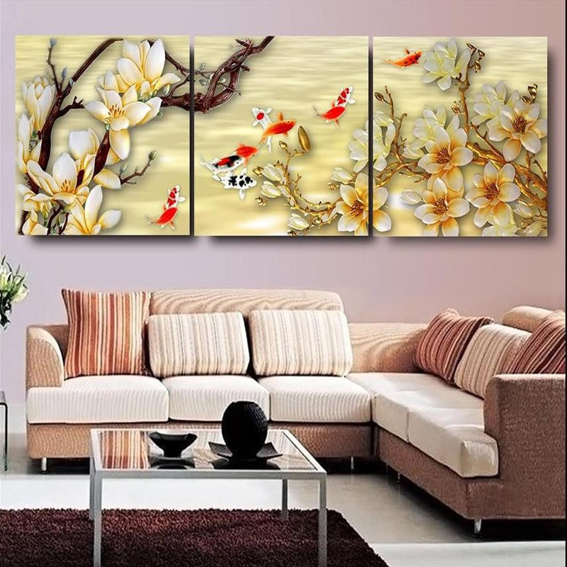 Living Room Wall Decor Pictures
 Canvas White Magnolia Wall Art Canvas Paintings