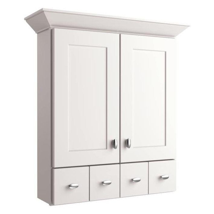 Lowes Bathroom Wall Cabinets
 allen roth Palencia White 34 in Painted Wall Cabinet