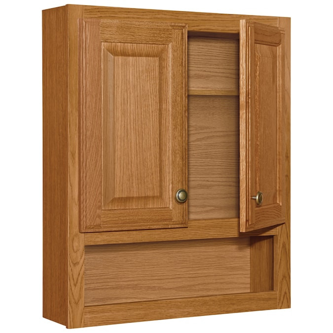 Lowes Bathroom Wall Cabinets
 Style Selections 23 25 in W x 28 in H x 7 in D Oak