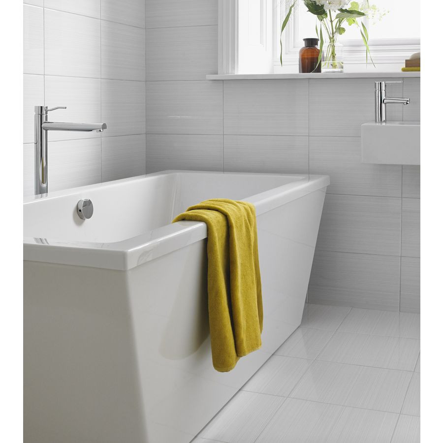 Lowes Bathroom Wall Tile
 Shop Style Selections Blairlock White Ceramic Floor Tile