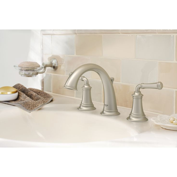 Lowes Faucets Bathroom
 Shop GROHE Gloucester Brushed Nickel 2 Handle Widespread