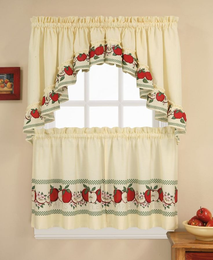 Macy Kitchen Curtains
 CHF Red Delicious 24" Window Tier & Swag Valance Set