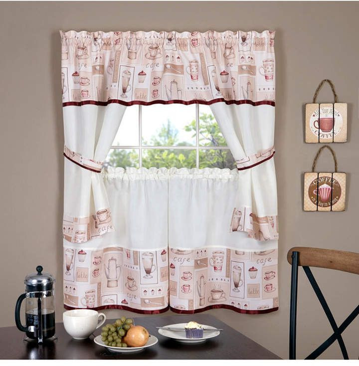Macy Kitchen Curtains
 Achim Cappuccino Embellished Cottage Window Curtain Set
