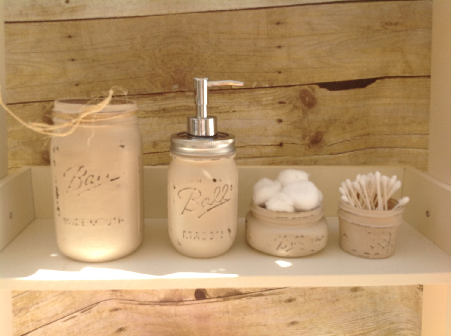 Mason Jar Bathroom Decor
 Items similar to Mason Jar Bathroom Set Painted Mason