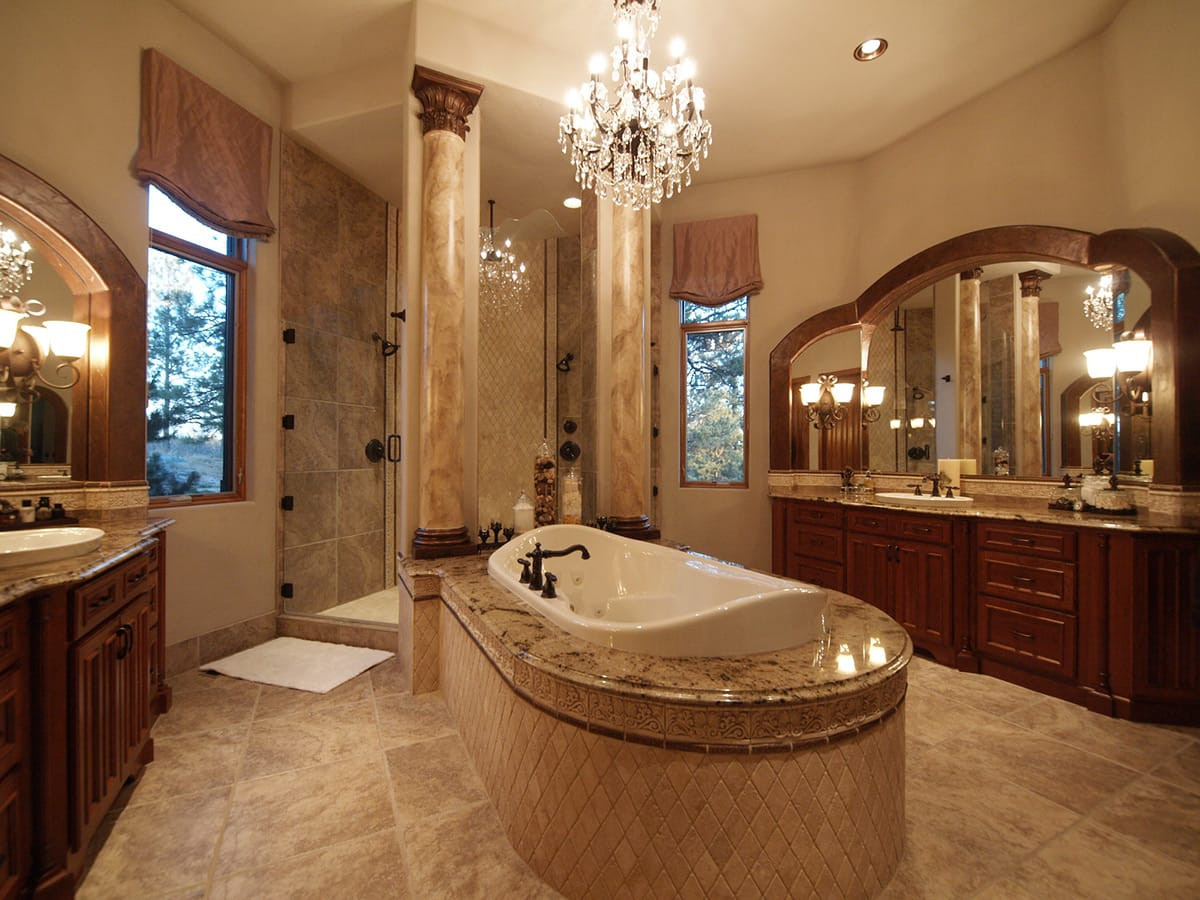 Master Suite Bathroom
 Majestic Master Bath Highlights Colorado Mountain Lodge