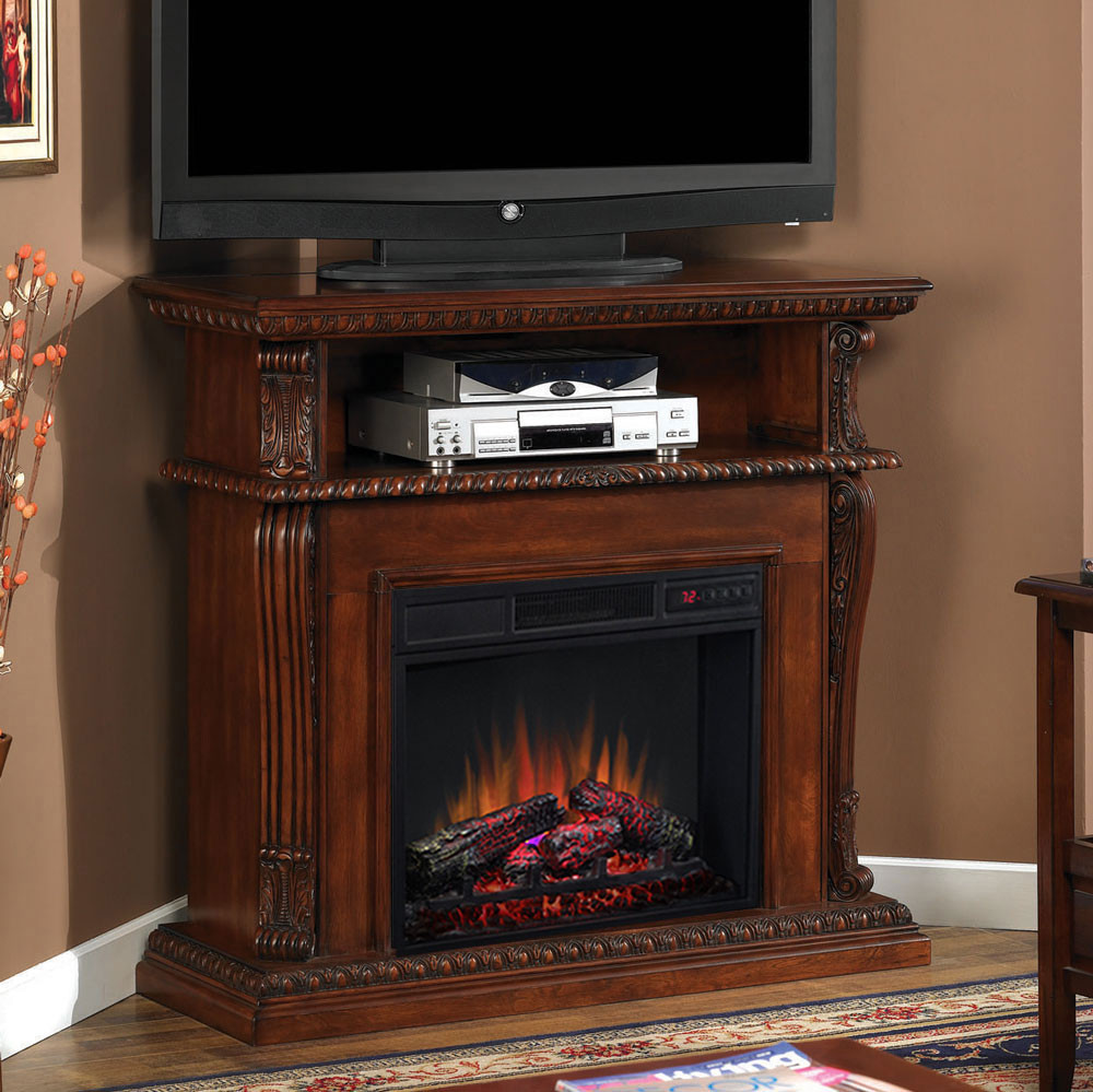 Media Center With Electric Fireplace
 Corinth 23" Vintage Cherry Electric Fireplace Cabinet