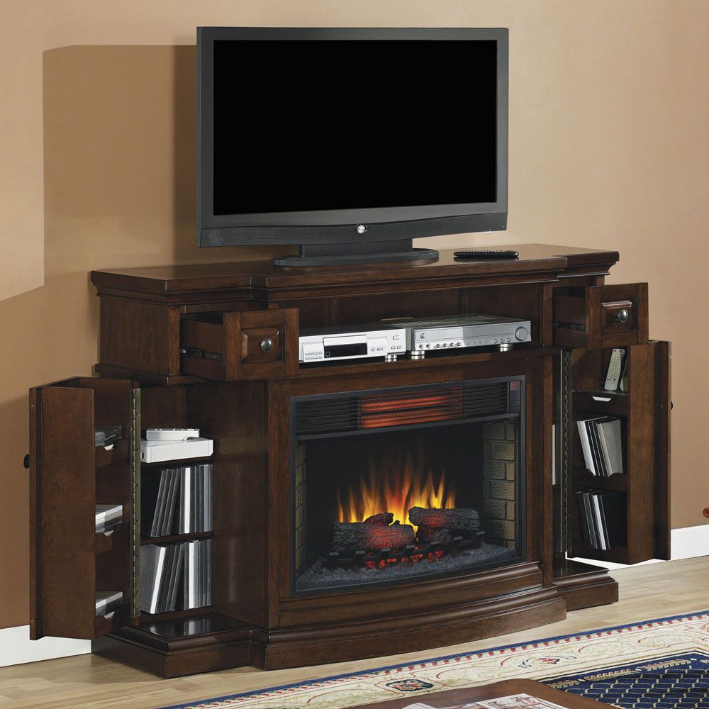 Media Center With Electric Fireplace
 Memphis Infrared Electric Fireplace Media Console