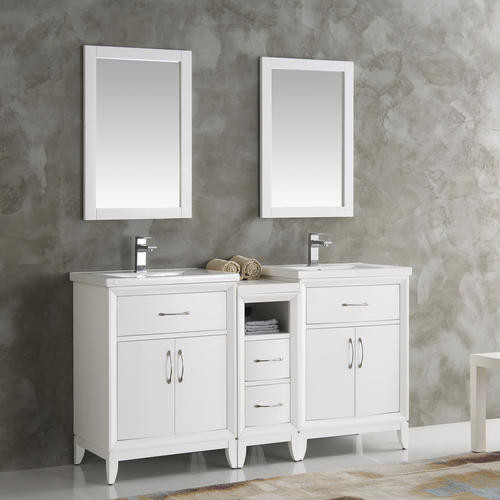 Menards Bathroom Mirrors
 Fresca Cambridge 60" White Double Sink Traditional