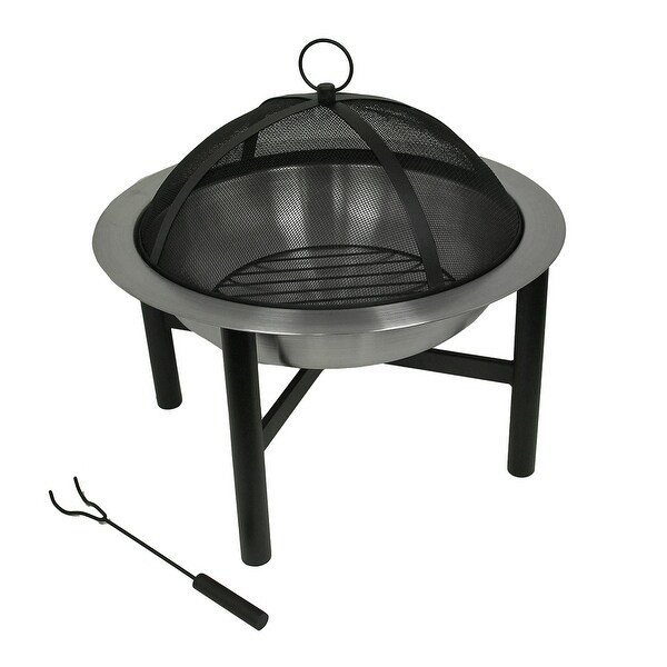 Mesh Firepit Covers
 Shop Contemporary Black & Silver Outdoor Fire Pit w Mesh