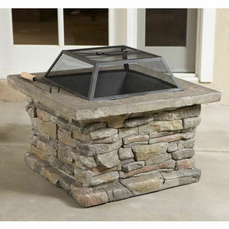 Mesh Firepit Covers
 Elegant 29" Outdoor Patio Firepit w Iron Fire Bowl Stone