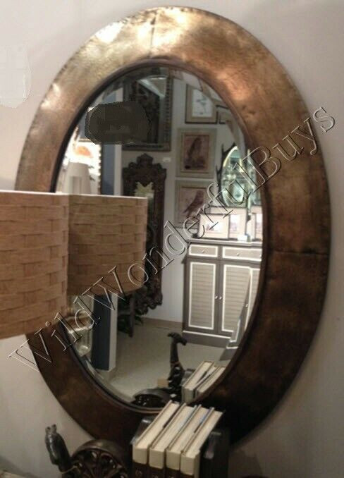 Metal Framed Bathroom Mirrors
 Metallic Oval Wall Mirror Light Bronze 38"H Metal Frame