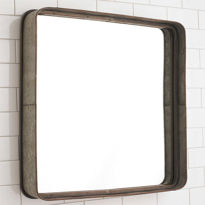 Metal Framed Bathroom Mirrors
 Metal Galvanized Squared Mirror Shades of Light
