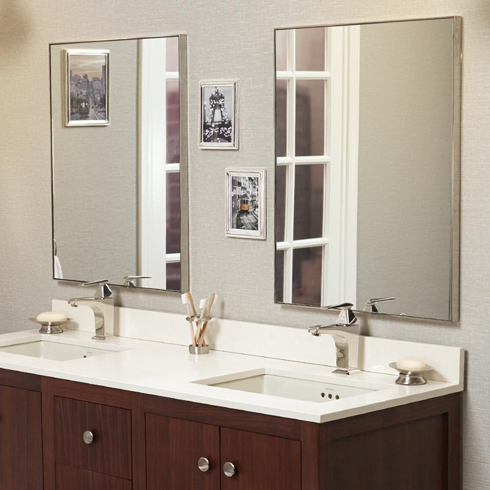 Metal Framed Bathroom Mirrors
 24" Fortune Contemporary Metal Framed Bathroom Mirror In