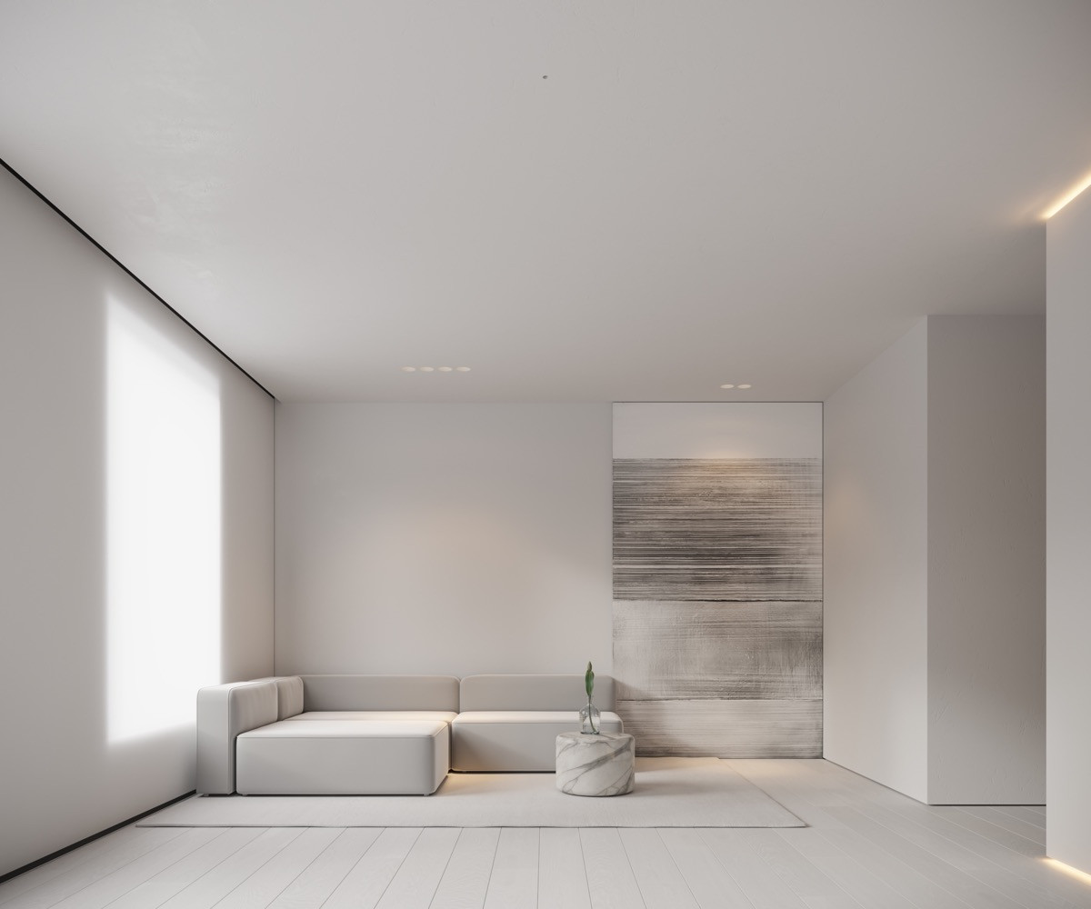 Minimalist Living Room
 Neutral Modern Minimalist Interior Design 4 Examples