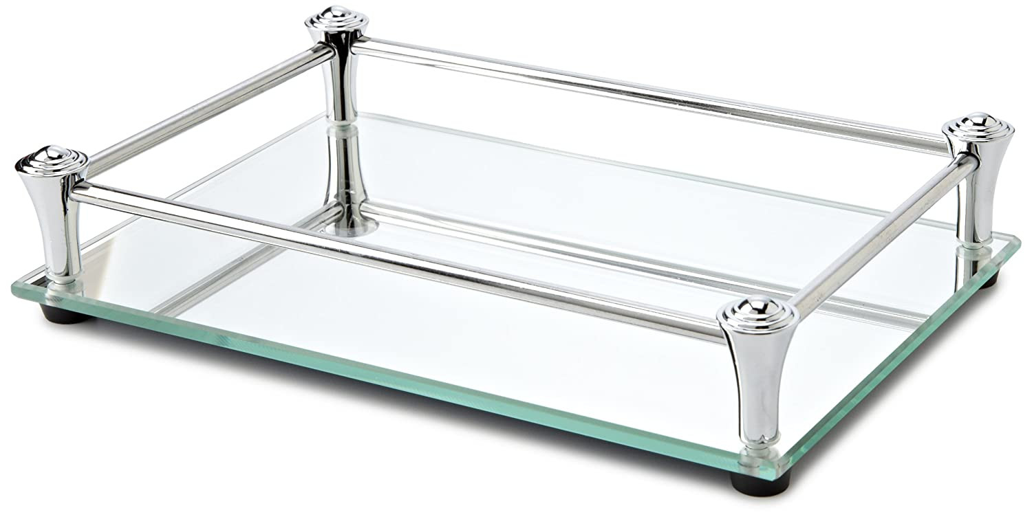 Mirrored Bathroom Tray
 Taymor Square Vanity Mirror Tray with Chrome Rails
