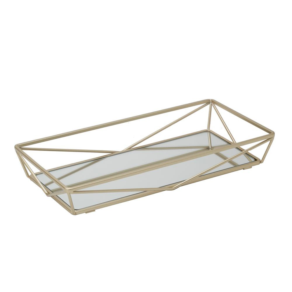 Mirrored Bathroom Tray
 Home Details Geometric Design Mirror Vanity Tray in Gold