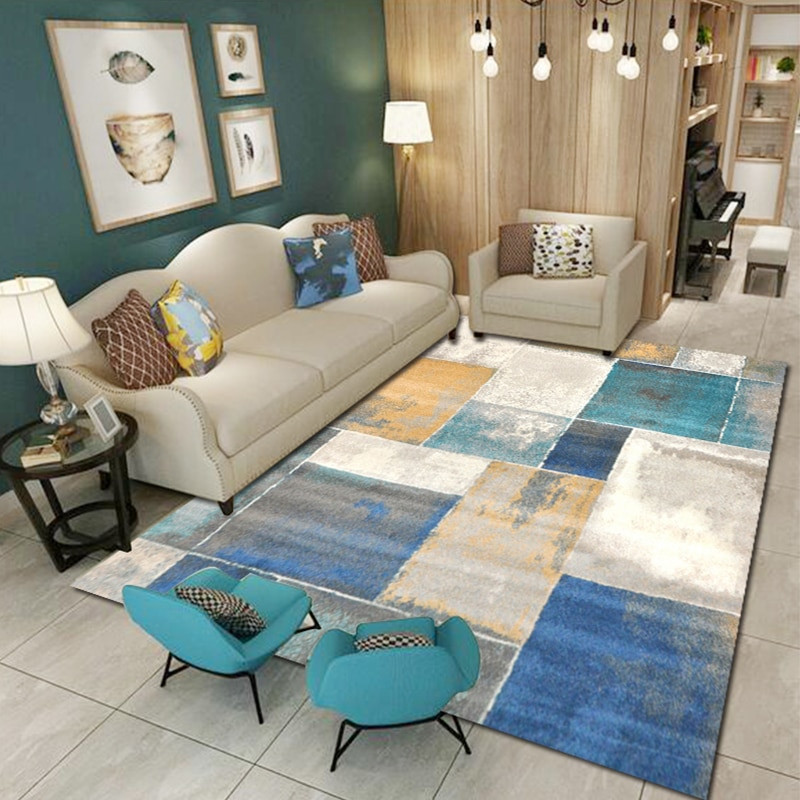 Modern Bedroom Rugs
 3D Carpets for Living Room Modern Geometric Square Area