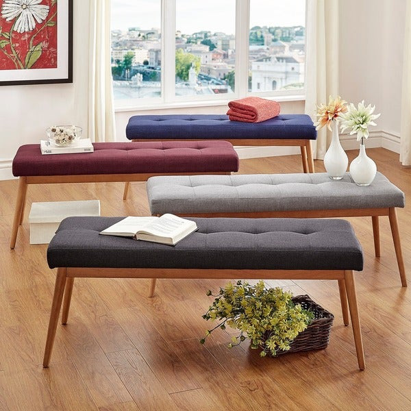 Modern Benches For Living Room
 MID CENTURY LIVING Sasha Oak Angled Leg Linen Bench