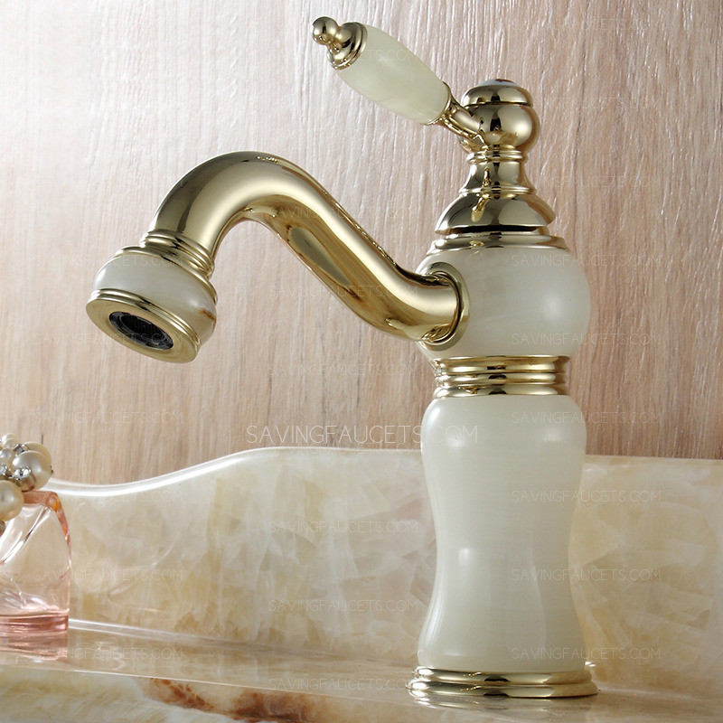Modern Brass Bathroom Faucet
 High End Single Handle Jade Polished Brass Modern Bathroom