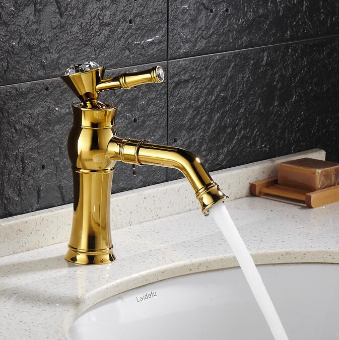 Modern Brass Bathroom Faucet
 Free shipping Modern gold finish brass Faucet bathroom