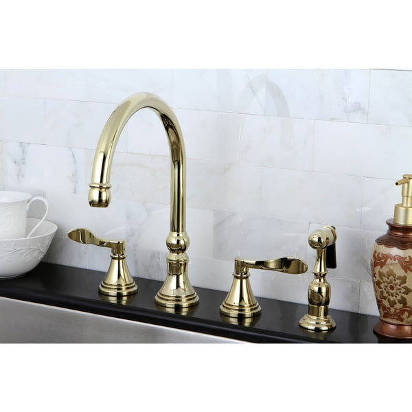 Modern Brass Kitchen Faucet
 Shop Modern Widespread Polished Brass Kitchen Faucet with