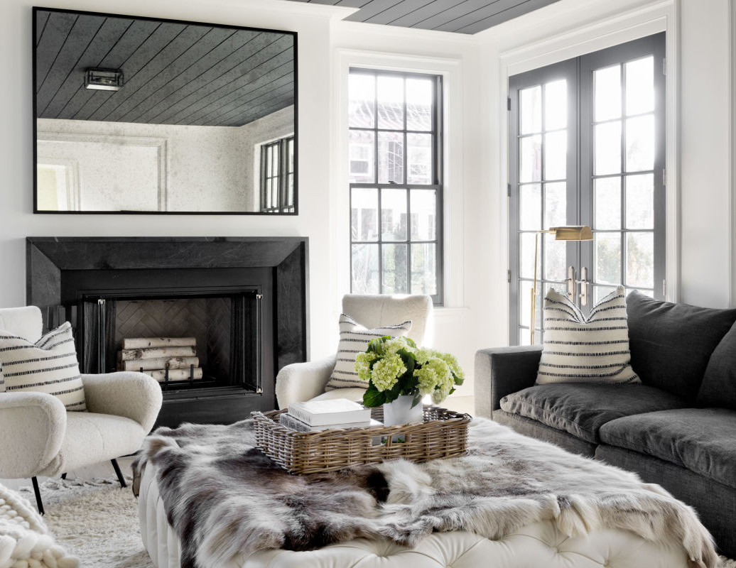 Modern Cozy Living Room
 House Tour Black & White Gets Cozy in this Family Home