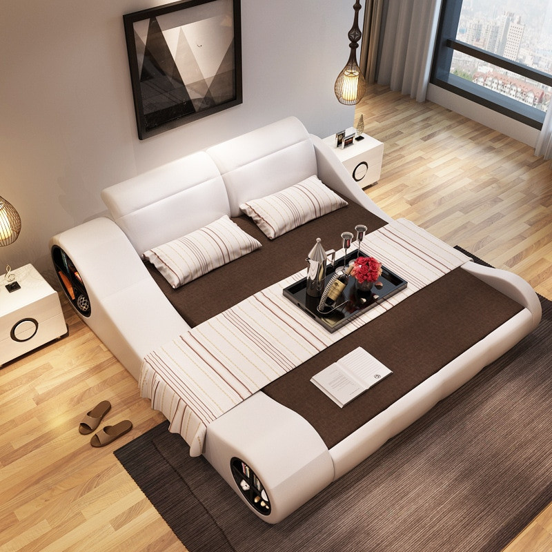 Modern Double Bedroom Designs
 180cmX200cm 2017 modern designer white leather soft double