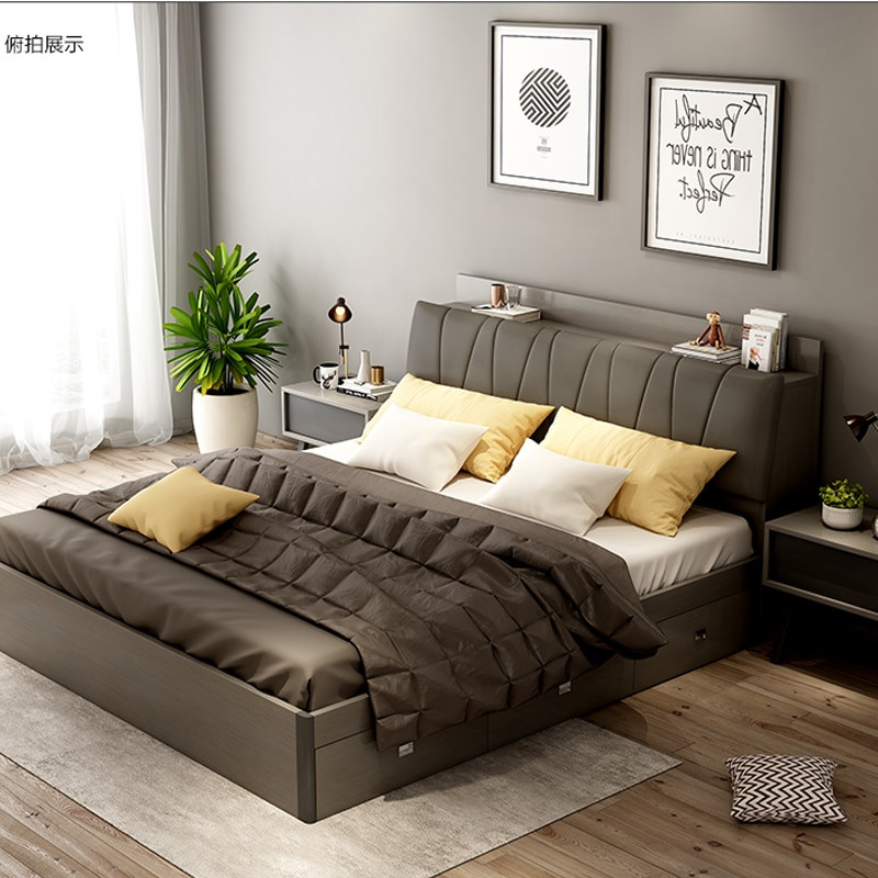 Modern King Bedroom Sets
 Modern style king size bed grey bed room furniture with