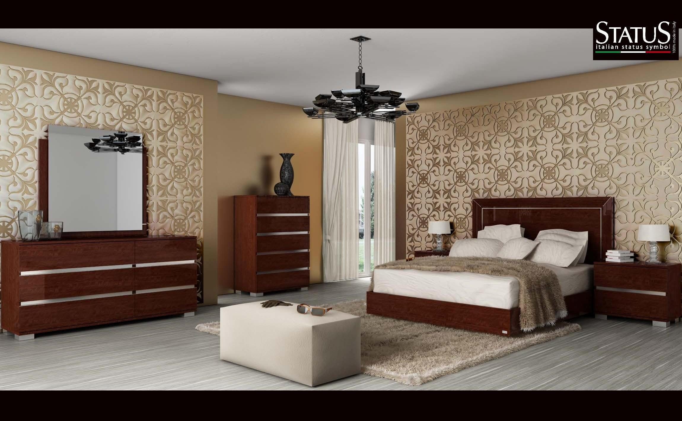 Modern King Bedroom Sets
 LIVE KING SIZE MODERN BEDROOM SET w LED light WALNUT 5