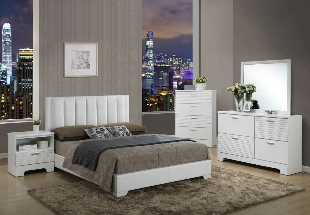 Modern King Bedroom Sets
 Modern White Bedroom Set With Upholstered Bed KING