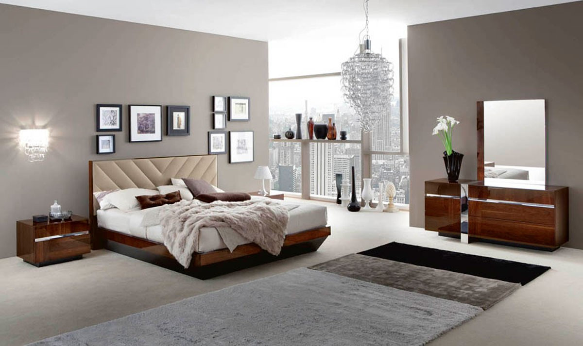 Modern King Bedroom Sets
 ALF Roma Italian Modern Walnut Eastern King Bedroom Set