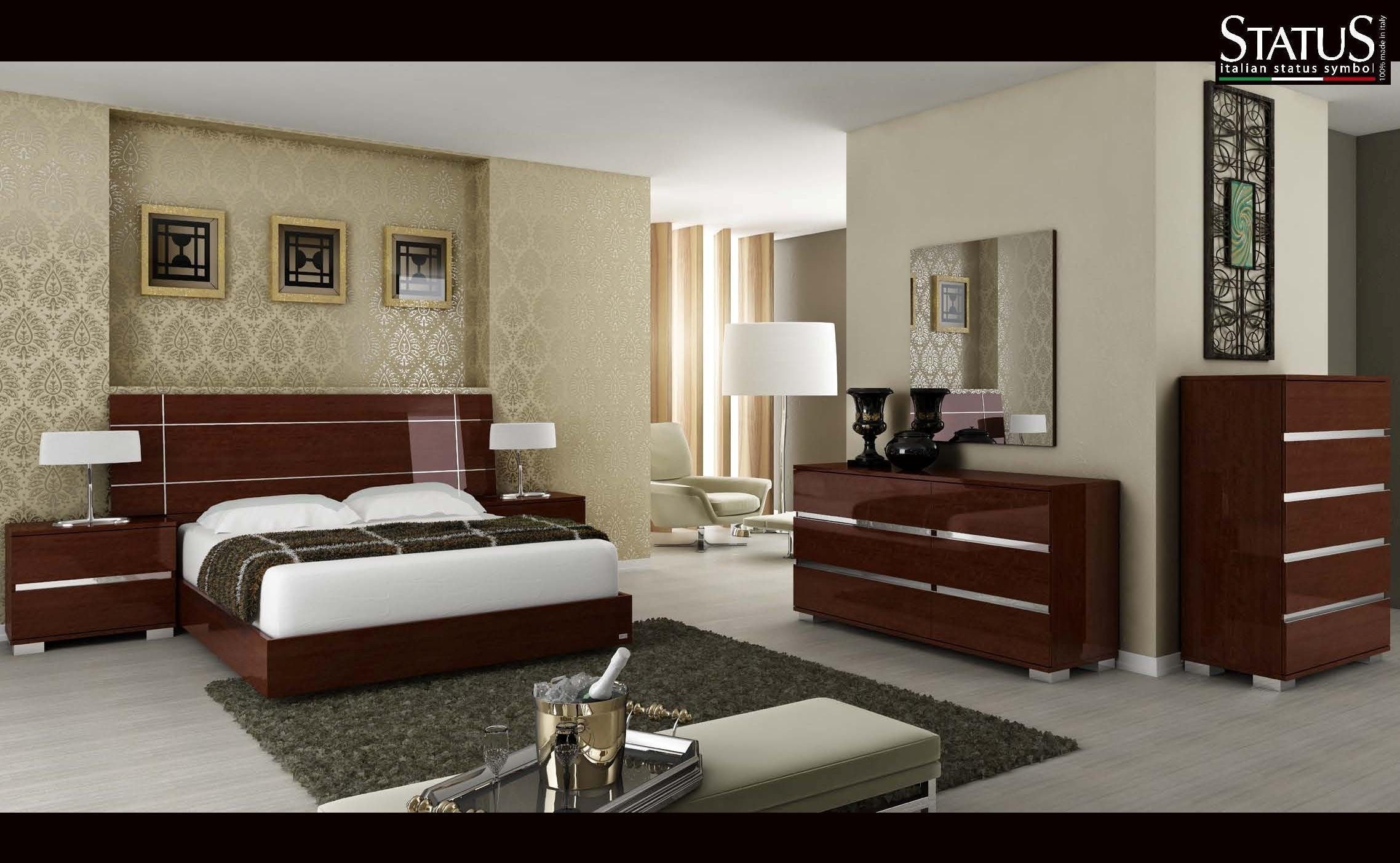 Modern King Bedroom Sets
 DREAM KING SIZE MODERN DESIGN BEDROOM SET WALNUT 5 pc