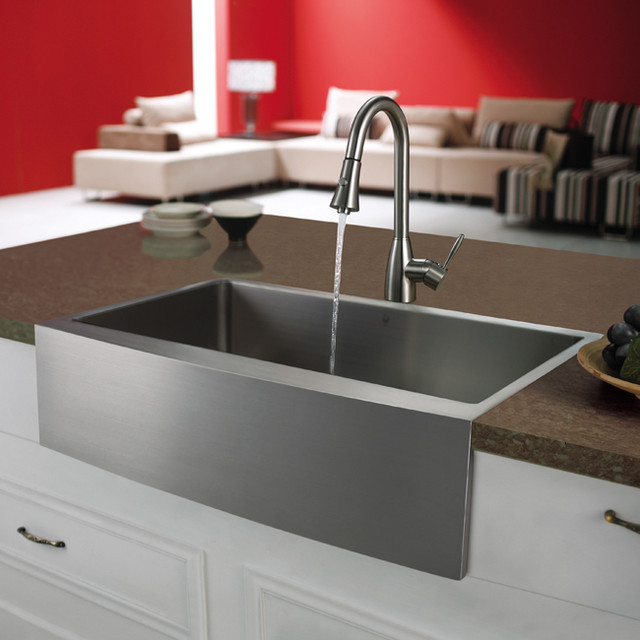 Modern Kitchen Sink Faucets
 VIGO Premium Series Farmhouse Stainless Steel Kitchen Sink