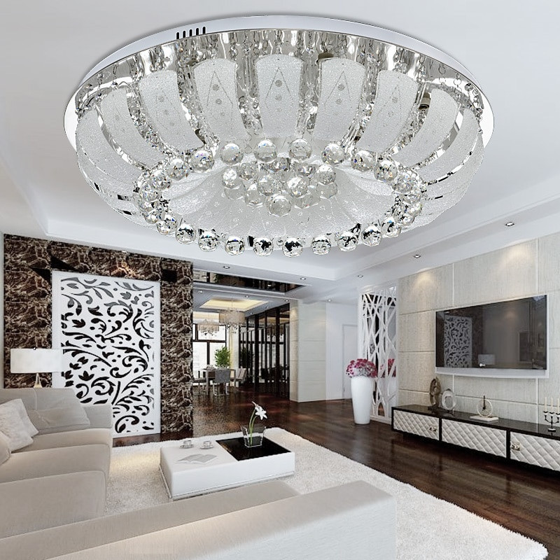 Modern Living Room Ceiling Light
 Round LED Crystal Ceiling Lights Simple Modern Living Room