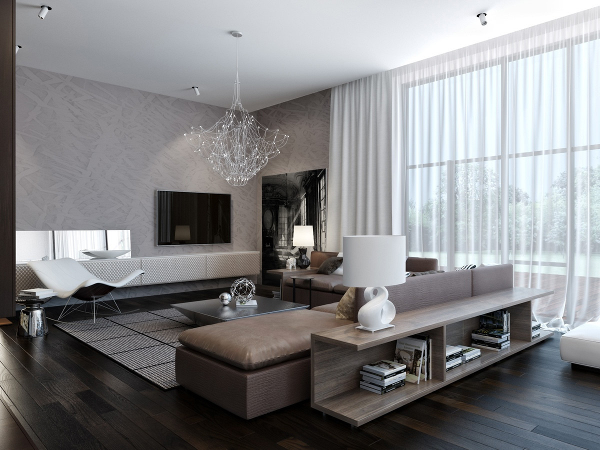 Modern Living Room Design
 Modern House Interiors With Dynamic Texture and Pattern