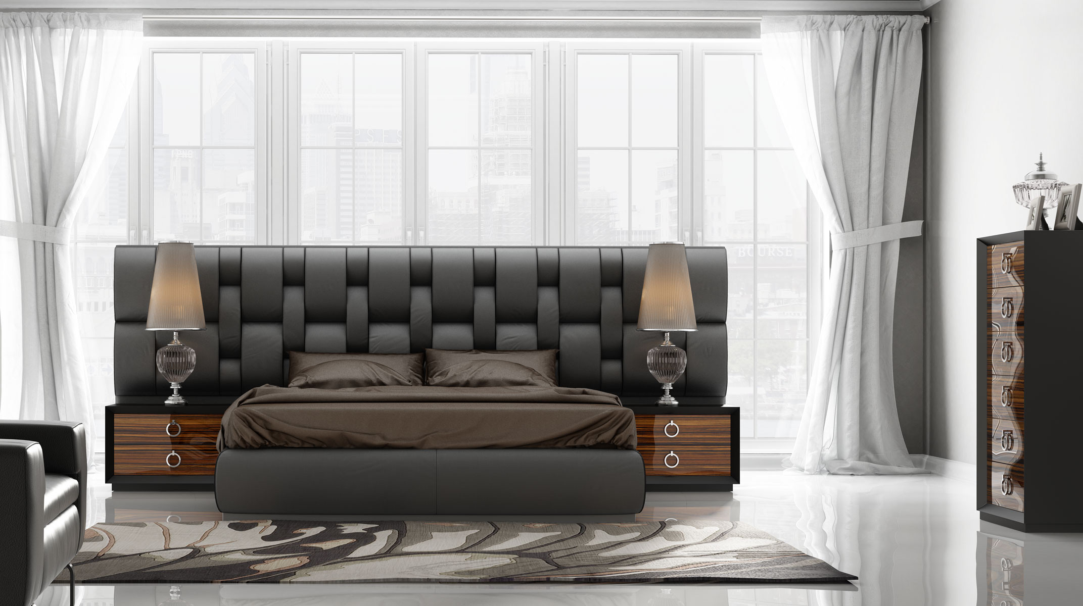 Modern Luxury Bedroom Furniture
 Contemporary Luxury Bedroom Set with Designer Long