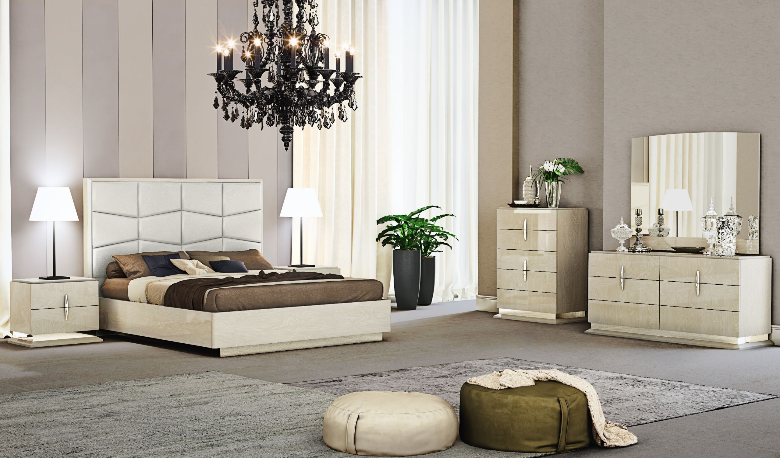 Modern Luxury Bedroom Furniture
 Fashionable Leather Luxury Contemporary Furniture Set San
